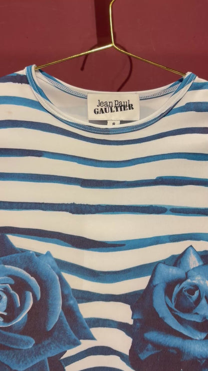 JEAN PAUL GAULTIER DRESS WITH BLUE FLOWER PRINT