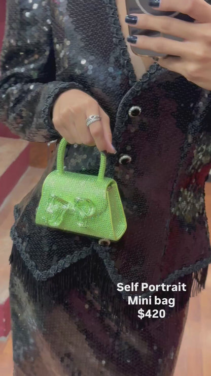 SELF PORTRAIT MINI BOW BAG IN RHINESTONES