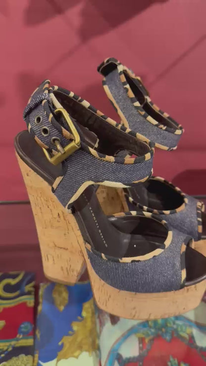 GIUSEPPE ZANNOTTI DENIM PLATFORM SANDALS- SIZE 37