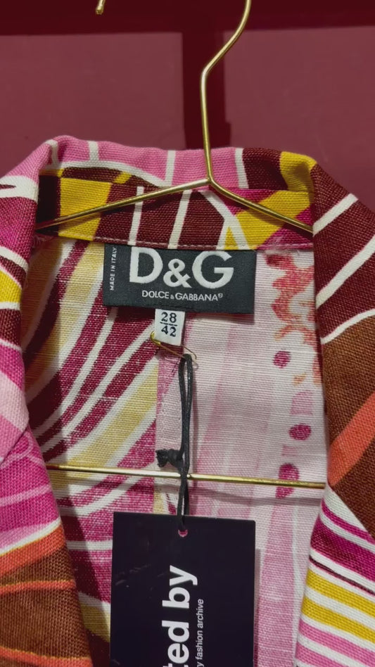 DOLCE AND GABANNA COTTON BLAZER WITH FLOWER PRINT