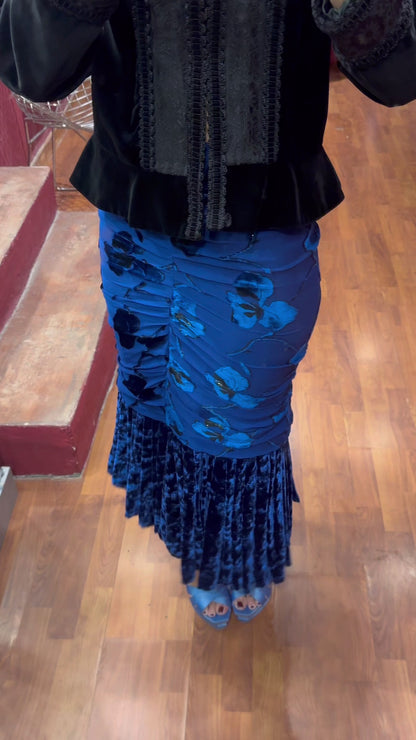DRAPPED VELVET SKIRT