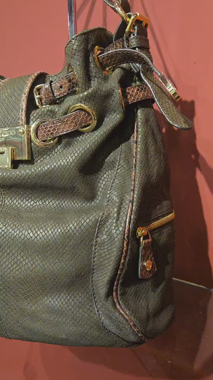 JIMMY CHOO BAG TEXTURED LEATHER WITH PYTON-EMBOSSED DÉTAILS