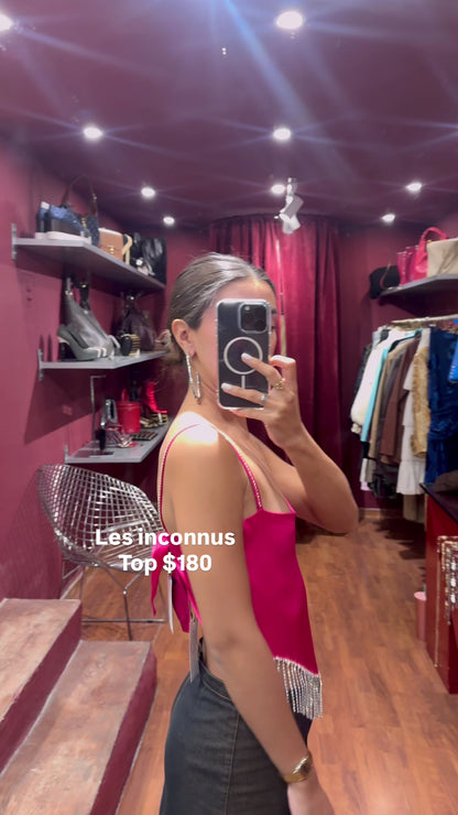 LES INCONNUS SILK TOP WITH CRYSTALS